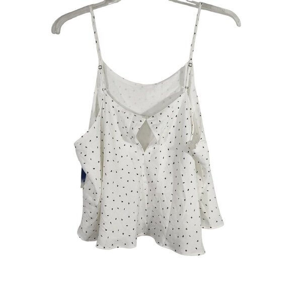 Abound Tank Top Sheer Lined Women Size 2X Ivory Black Print Spaghetti Strap - Picture 3 of 9